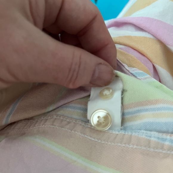 LL Bean Vintagr Oxford Button Down Shirt, Pastel Stripe, S Petite - Picture 9 of 9